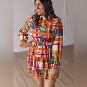 Grace + Emma Colorful Plaid Women's Dress